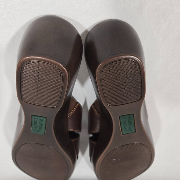 Y2K Vintage WALKING CRADLES Brown Leather Strappy Wedge Heels Sandals Size 8B. - Picture 10 of 17